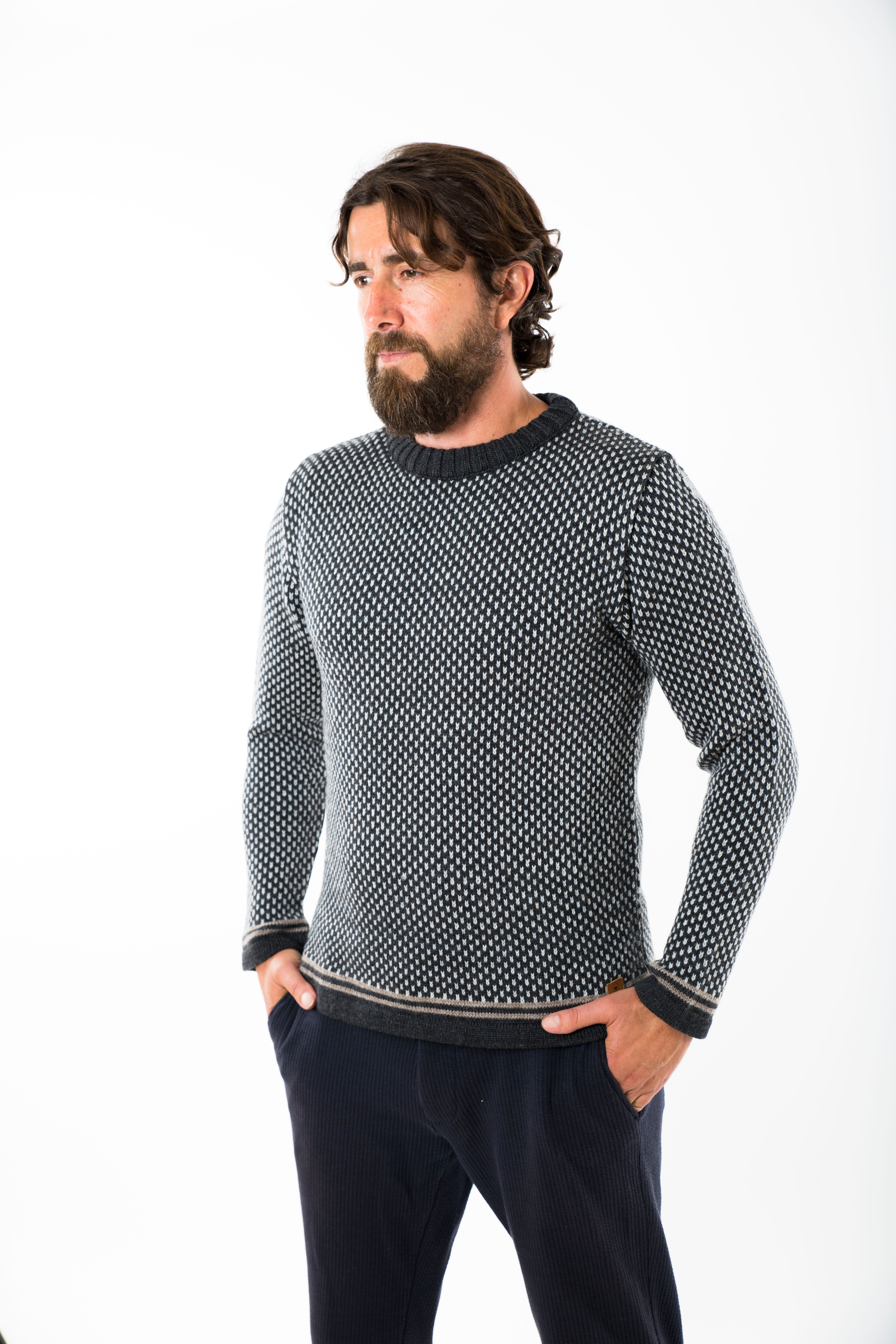 NORDIC STRIPE SWEATER - Fuza Wool